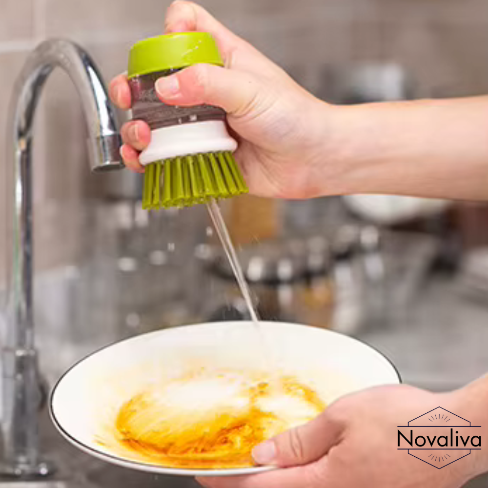 Novaliva | 2-in-1 cleaning brush with detergent dispenser