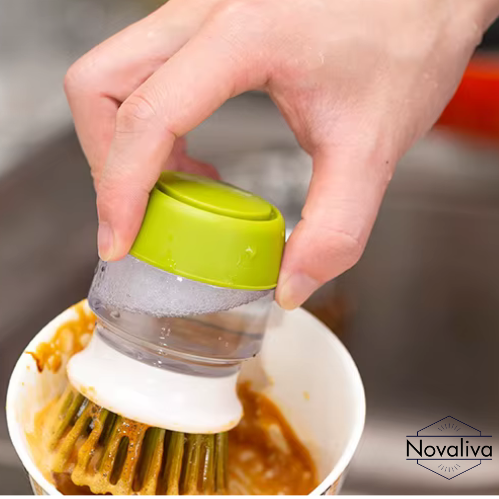 Novaliva | 2-in-1 cleaning brush with detergent dispenser