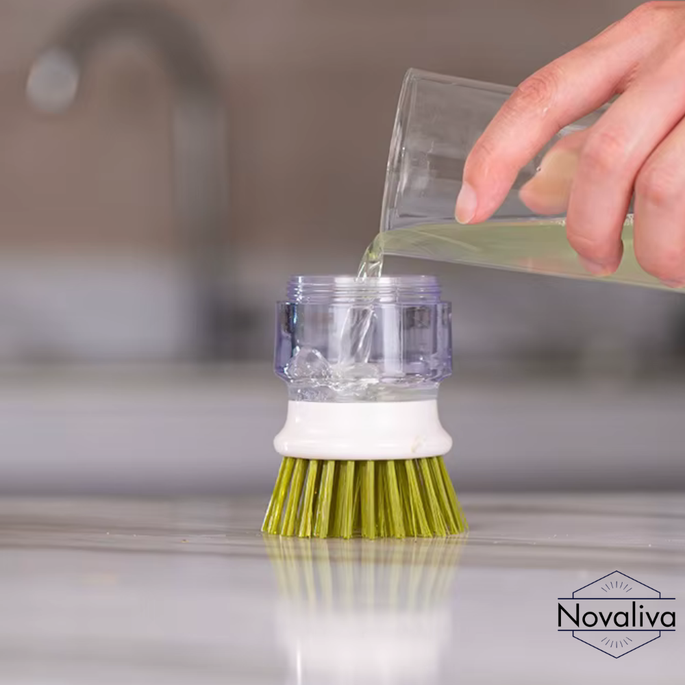 Novaliva | 2-in-1 cleaning brush with detergent dispenser